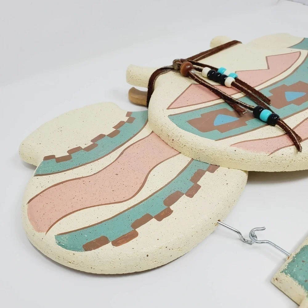 Welcome Sign Southwestern Wall Hanging Native Art Pottery Design Leather Strap